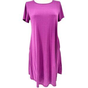 Womens Casual Dress XL A-Line Purple SS Pockets Cotton Blend Soft Lightweight